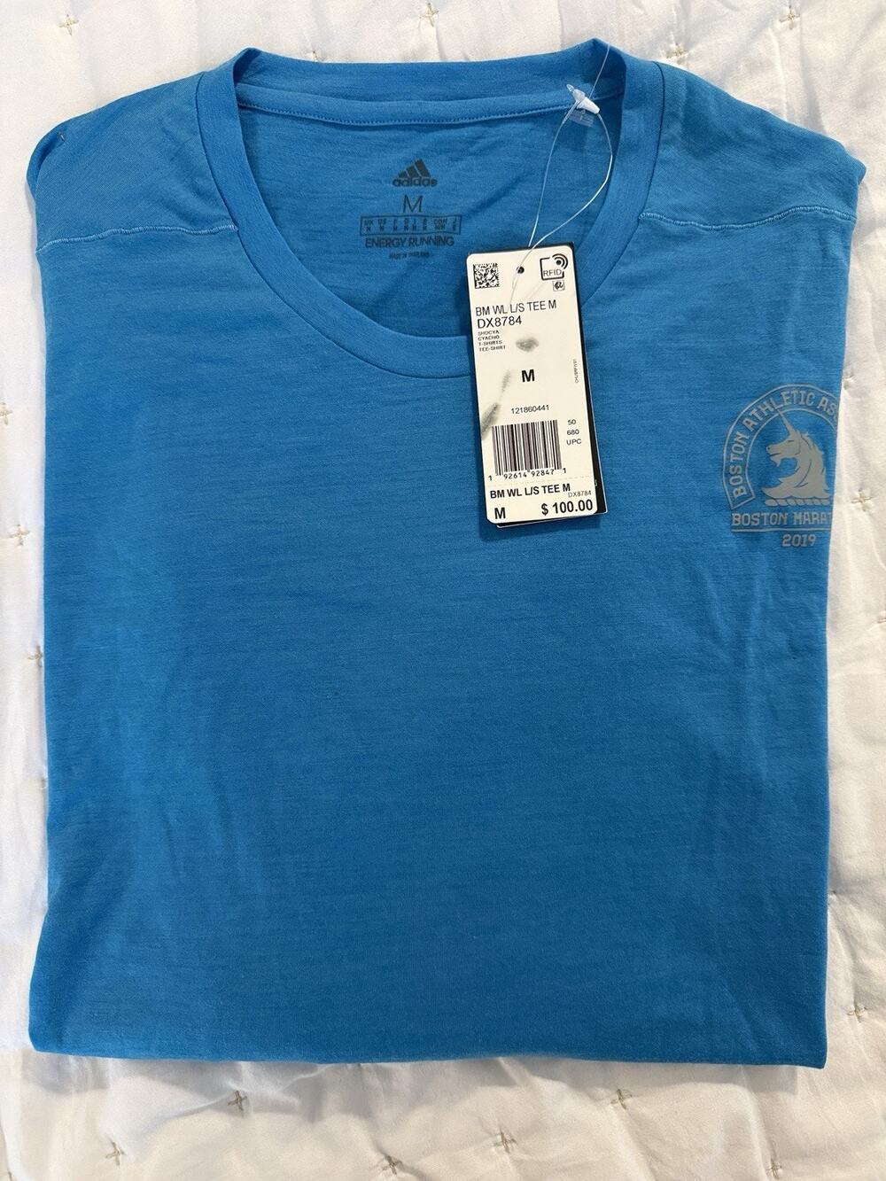 adidas 2019 boston marathon wool blend Long Sleeve T shirt $100 NWT rare medium